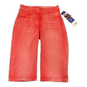 NWT Coral Pink Cropped Denim Bermuda Short Capri Pant